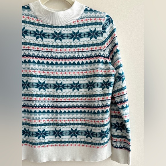 Talbots Petites Fair Isle Mockneck Pullover Sweater, Size Medium - Picture 12 of 15